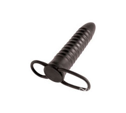 Fetish Fantasy Ribbed Double Trouble Cock Ring Strap-on Black